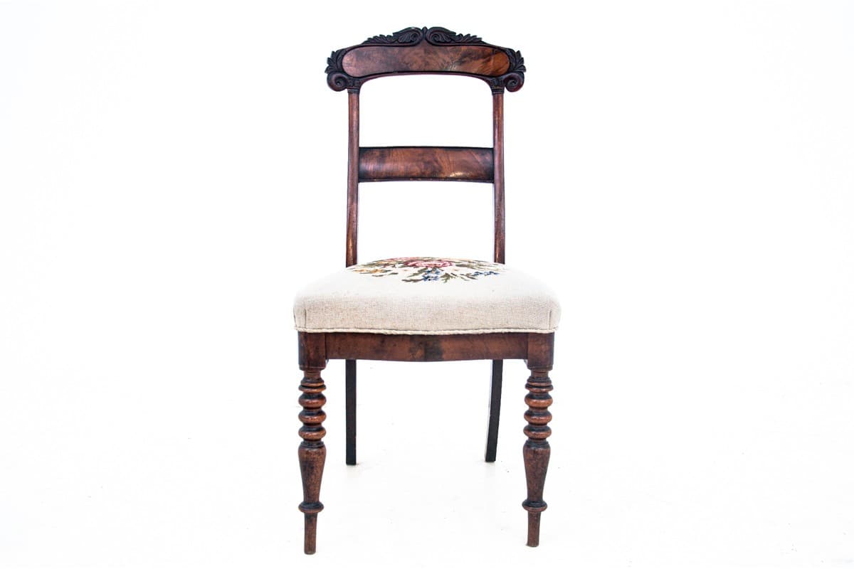 Ciemnobrązowe drewniane krzesło, Europa Zachodnia, barok, koniec XIX wieku - 47265