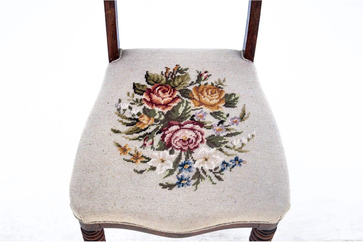 Ciemnobrązowe drewniane krzesło, Europa Zachodnia, barok, koniec XIX wieku - 47268