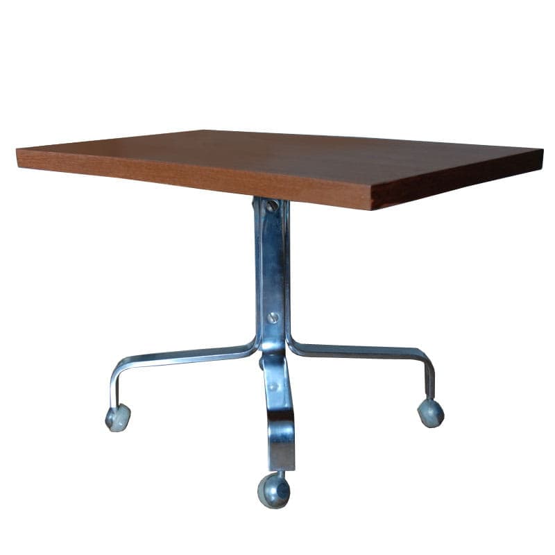 Stolik pomocniczy, brązowy fornir, chrom, Niemcy, lata 70. - 42971