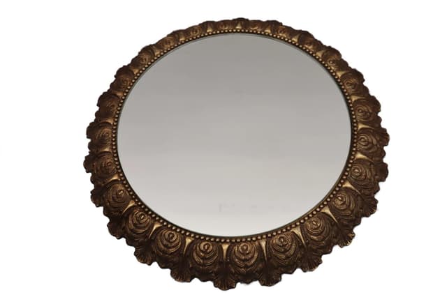 Lustro ścienne, mosiądz złoty, Polska, lata 50. - WYMIARY