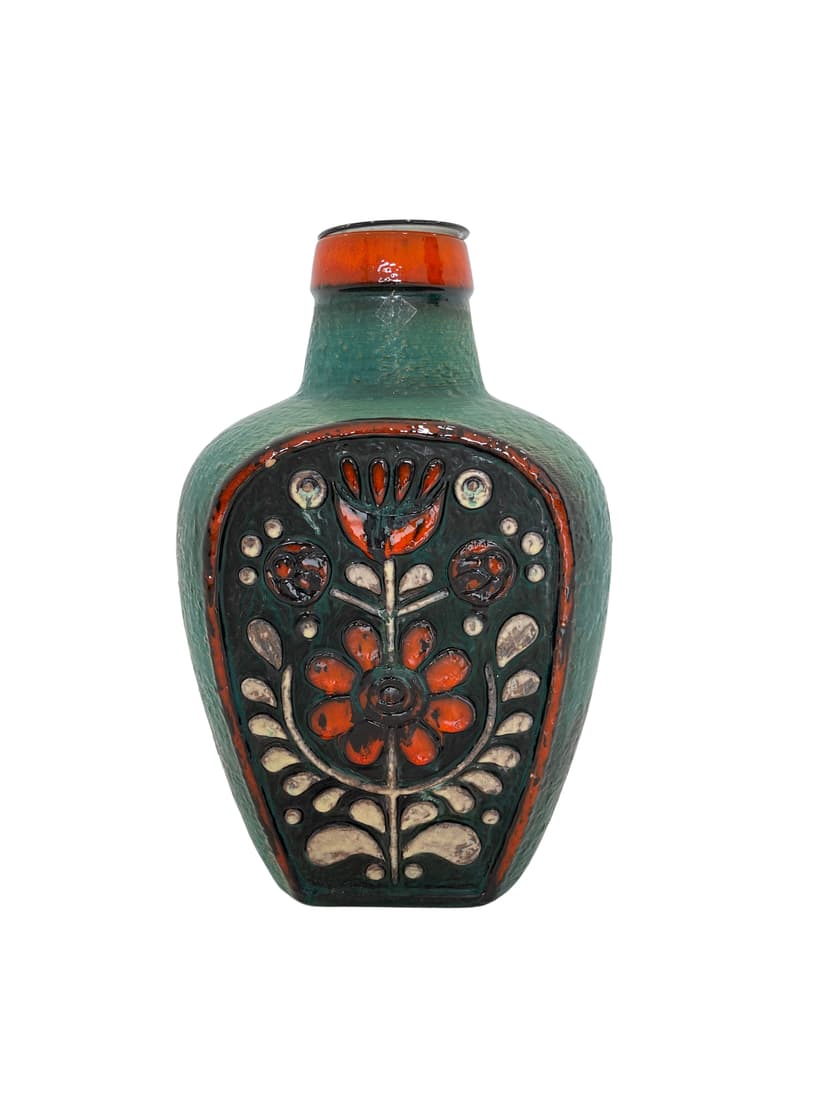 Wazon ceramiczny zielony, proj. P. Dieter, Niemcy, lata 70.