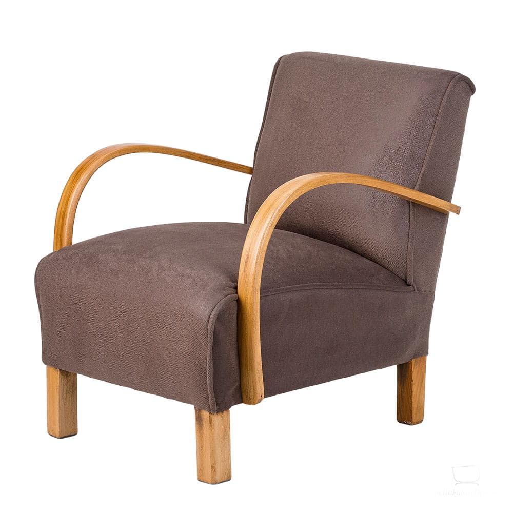 Fotel, brązowy, dąb, Czechosłowacja, lata 60.