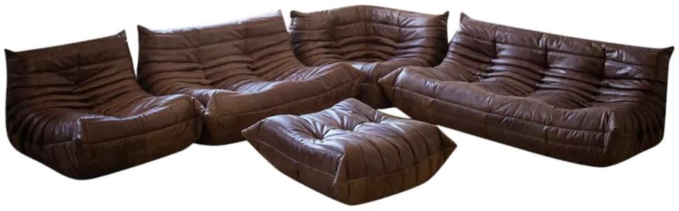 Zestaw wypoczynkowy Togo 5 części, skóra brązowa kasztanowa