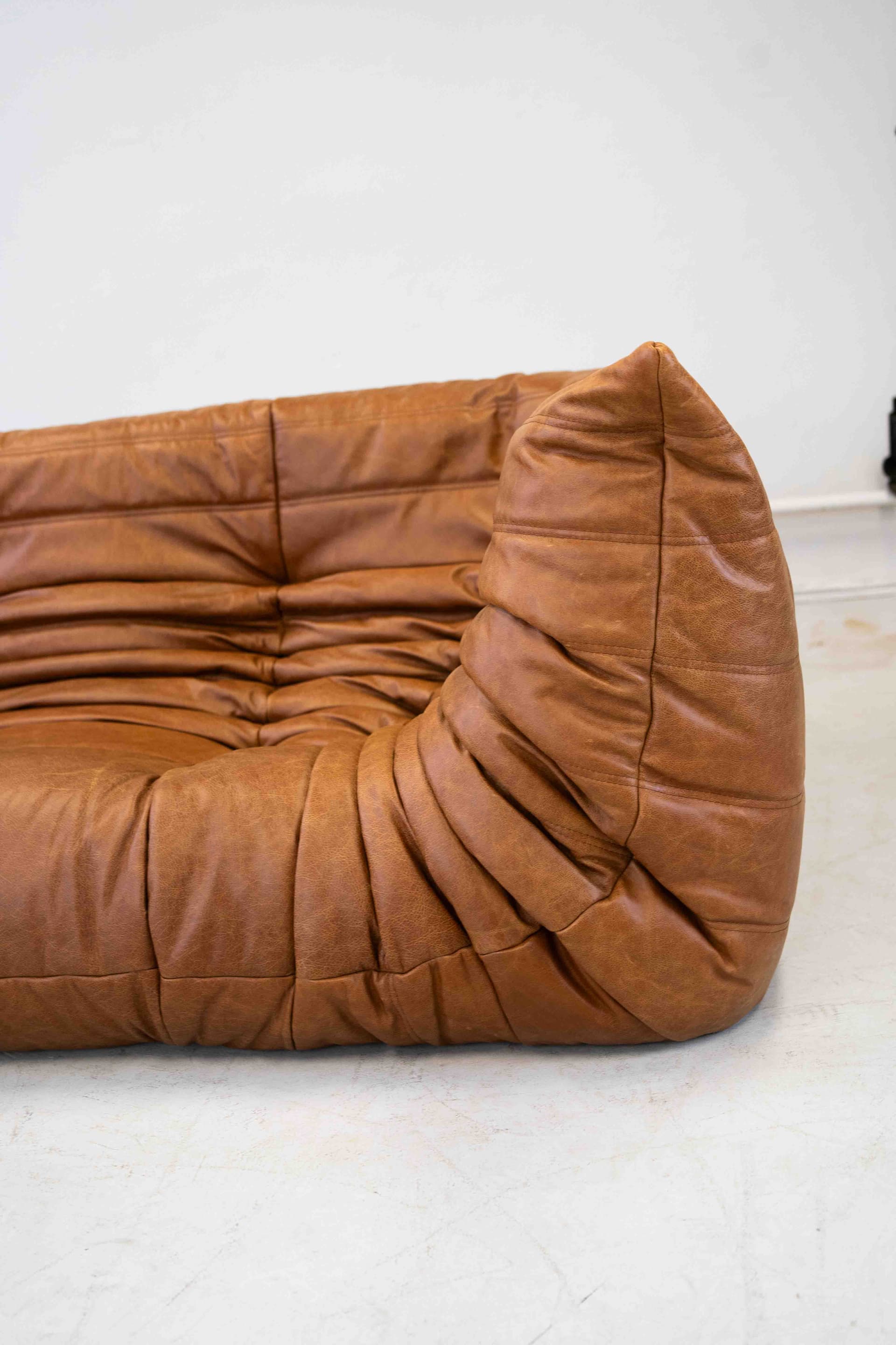 Sofa Togo z podłokietnikami, skóra brązowa dubai pine - 298975