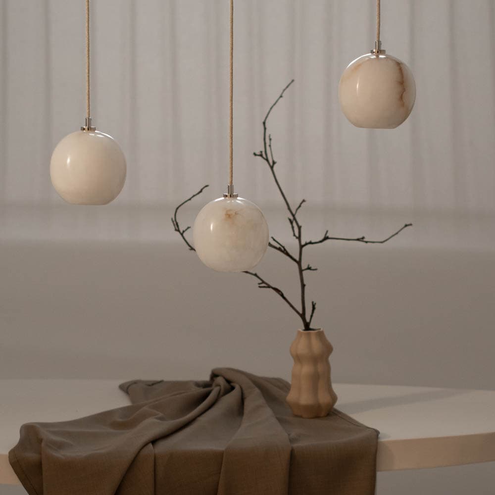 Lampa wisząca Selene wzorzysty alabaster, nikiel, Embassy Interiors - 89737