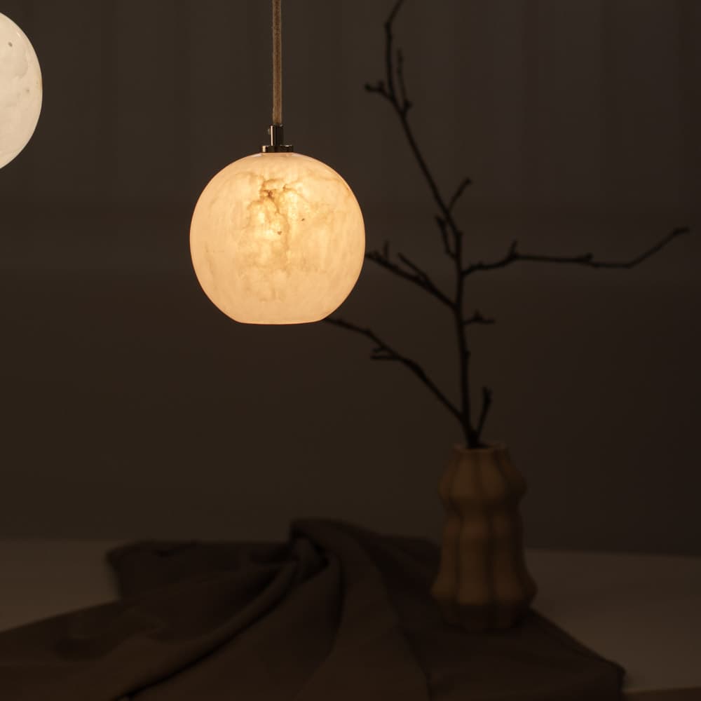 Lampa wisząca Selene wzorzysty alabaster, nikiel, Embassy Interiors - 89742