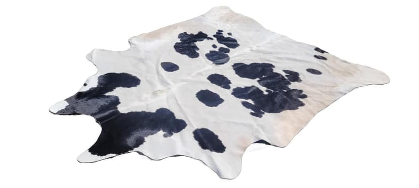 Calfskin rug, cream with black, calf leather, Poland