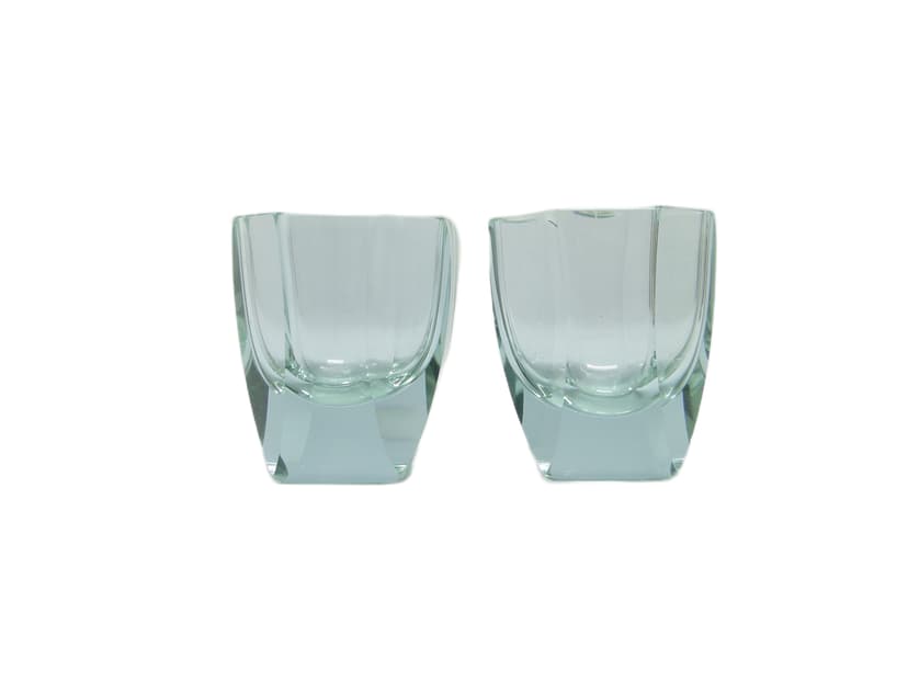 Para kieliszków Art Deco, szkło turkusowe, Czechosłowacja, lata 30.