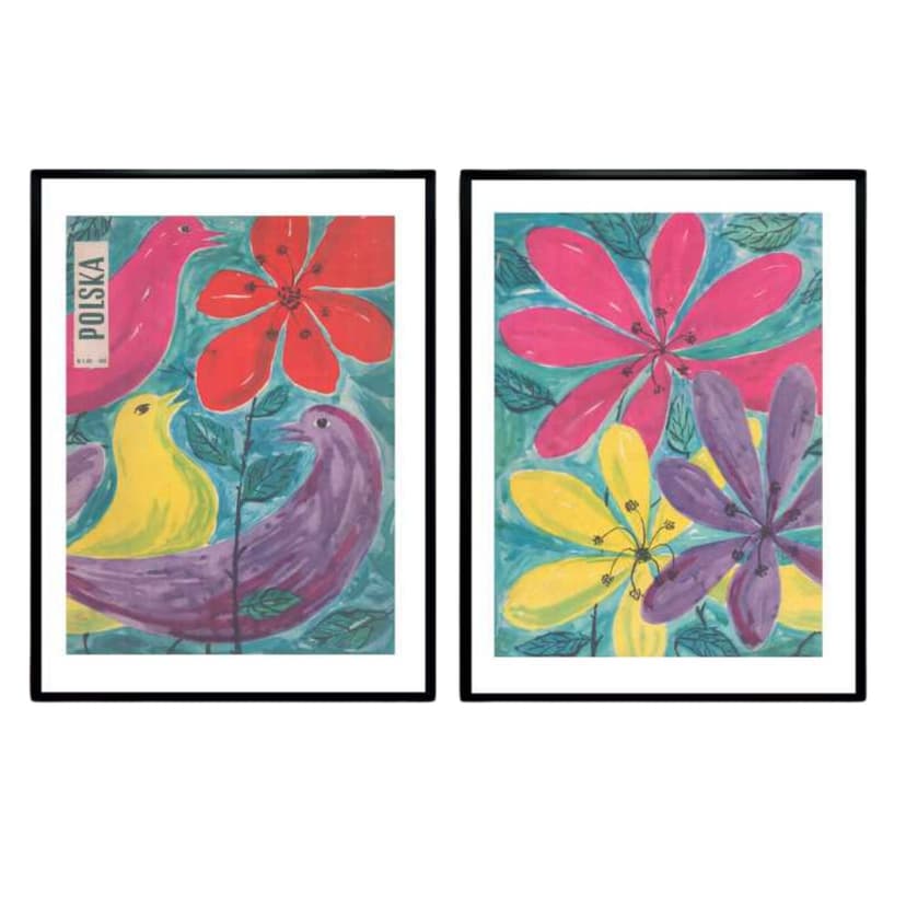 Set of covers Polska Wiosna 30x40 cm, multicolor paper, by H. Hilscher, Poland, 1950s.