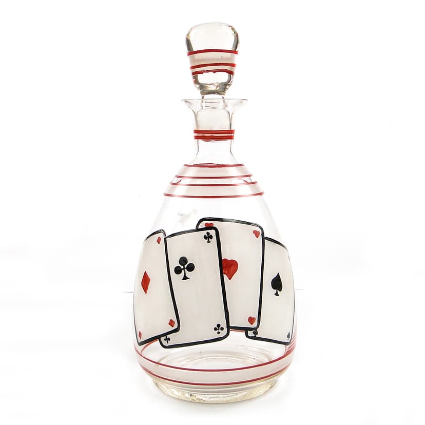 Karafka Brydżówka, mid-century modern, szkło, Hortensja, Polska, lata 50.