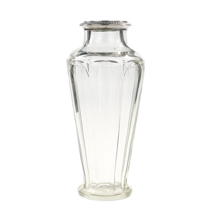 Wazon Art Deco, kryształ przezroczysty, srebro, Baccarat, Francja, lata 30.