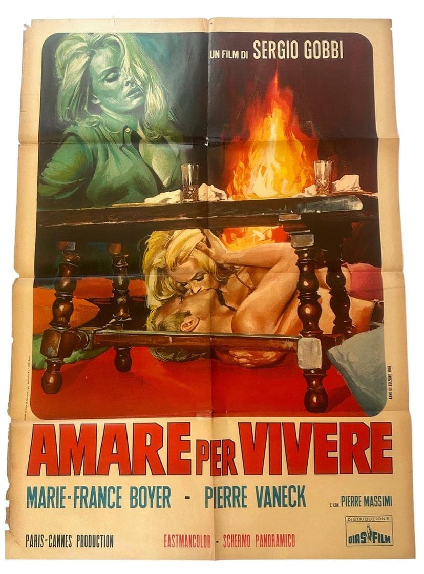 Movie poster Amare Per Vivere, 100x140 cm, multicolor paper, Italy, 1960s.