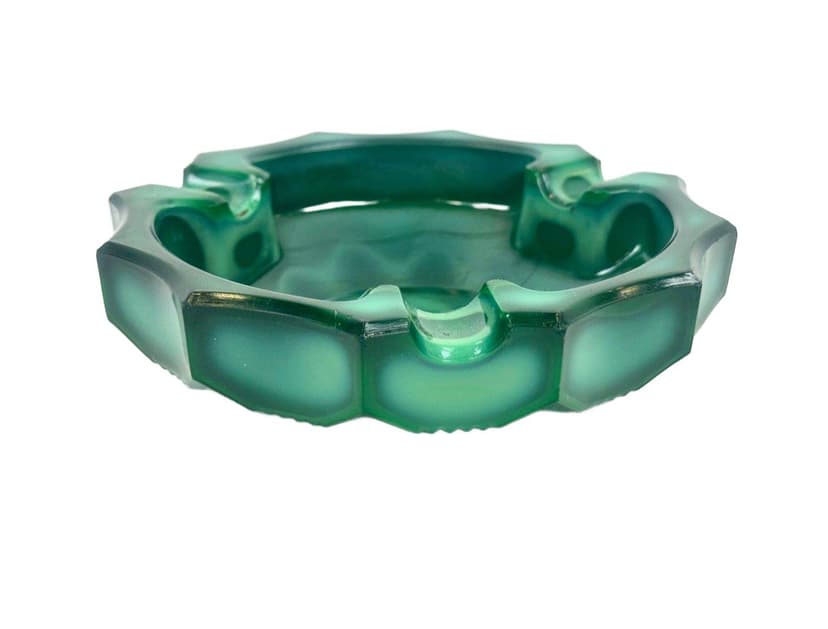 Popielniczka malachitowa, zielony, szkło, Czechy, lata 60.