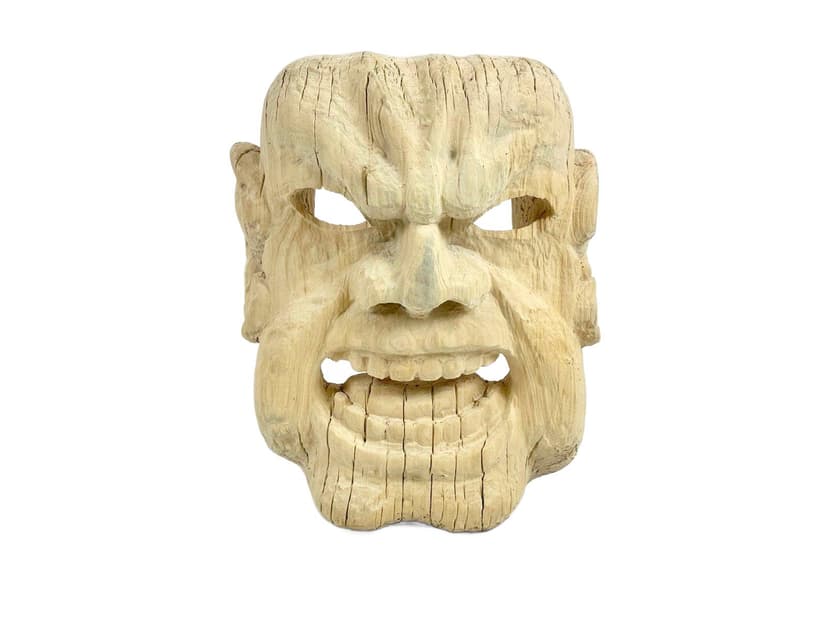 Maska dekoracyjna, folk art, beżowy, drewno, XX w.