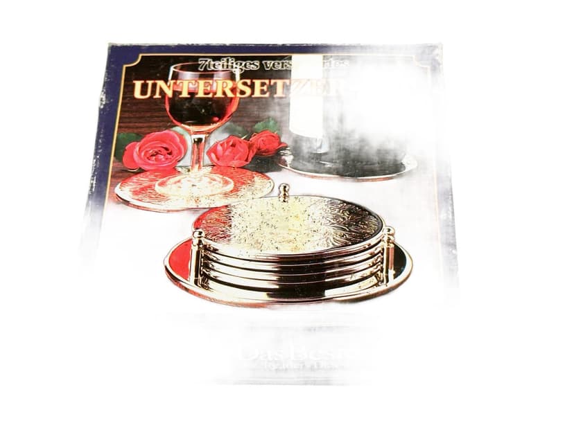 Zestaw siedmiu podstawek, srebrny, metal srebrzony, Niemcy, lata 80.