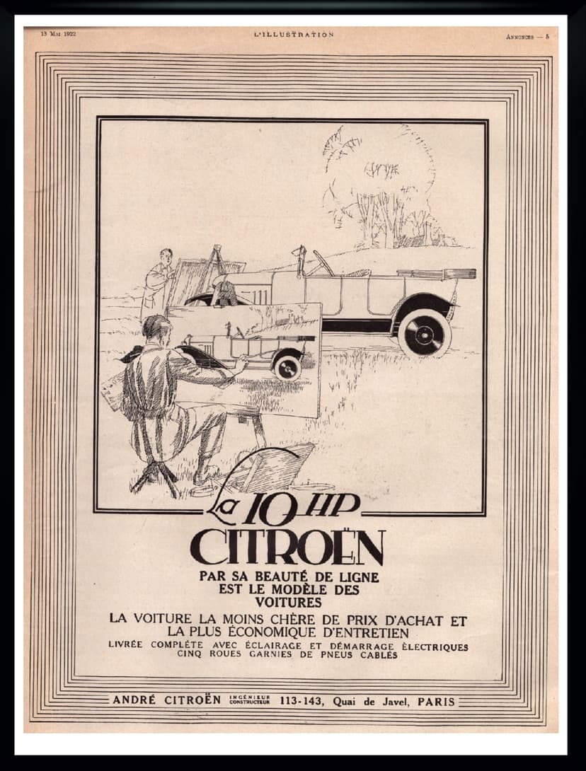 Wall Advertisement Citroën 30x40 cm, black, France, 1920s.