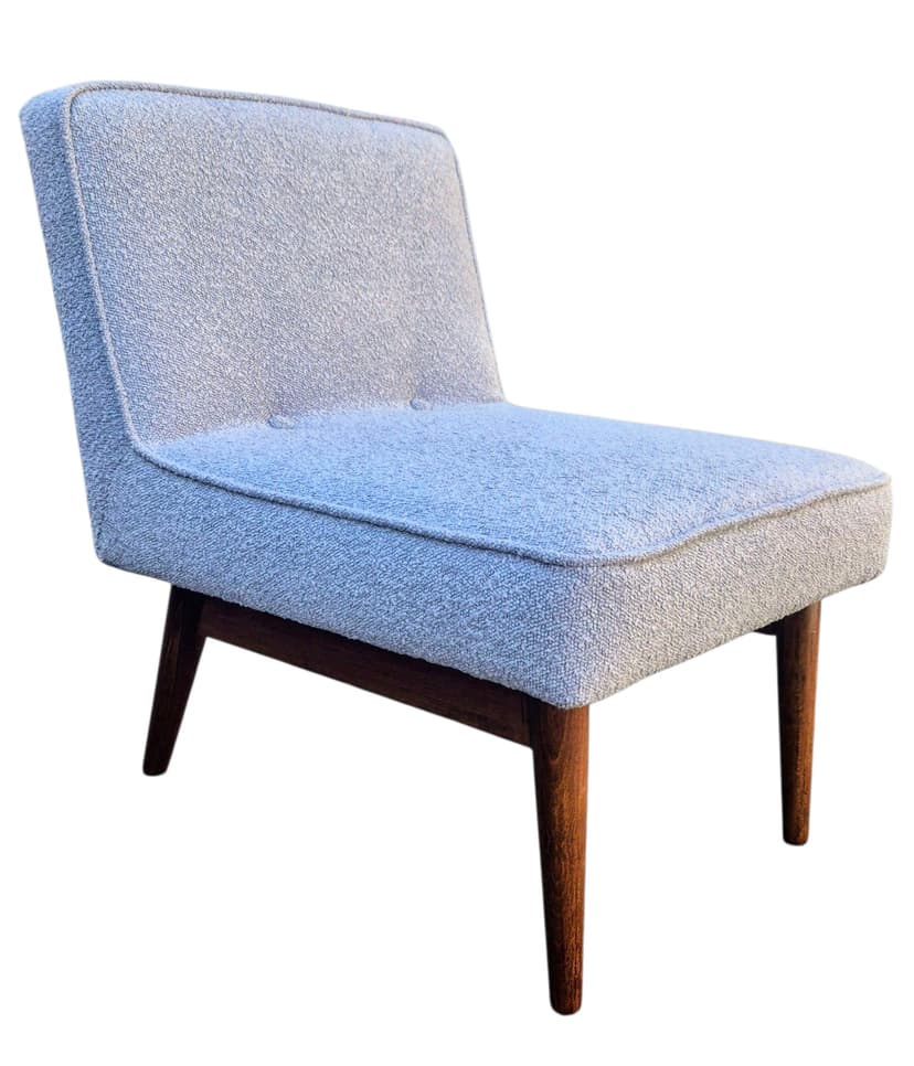 Fotel z błękitną tapicerką boucle, lata 60. XX w.