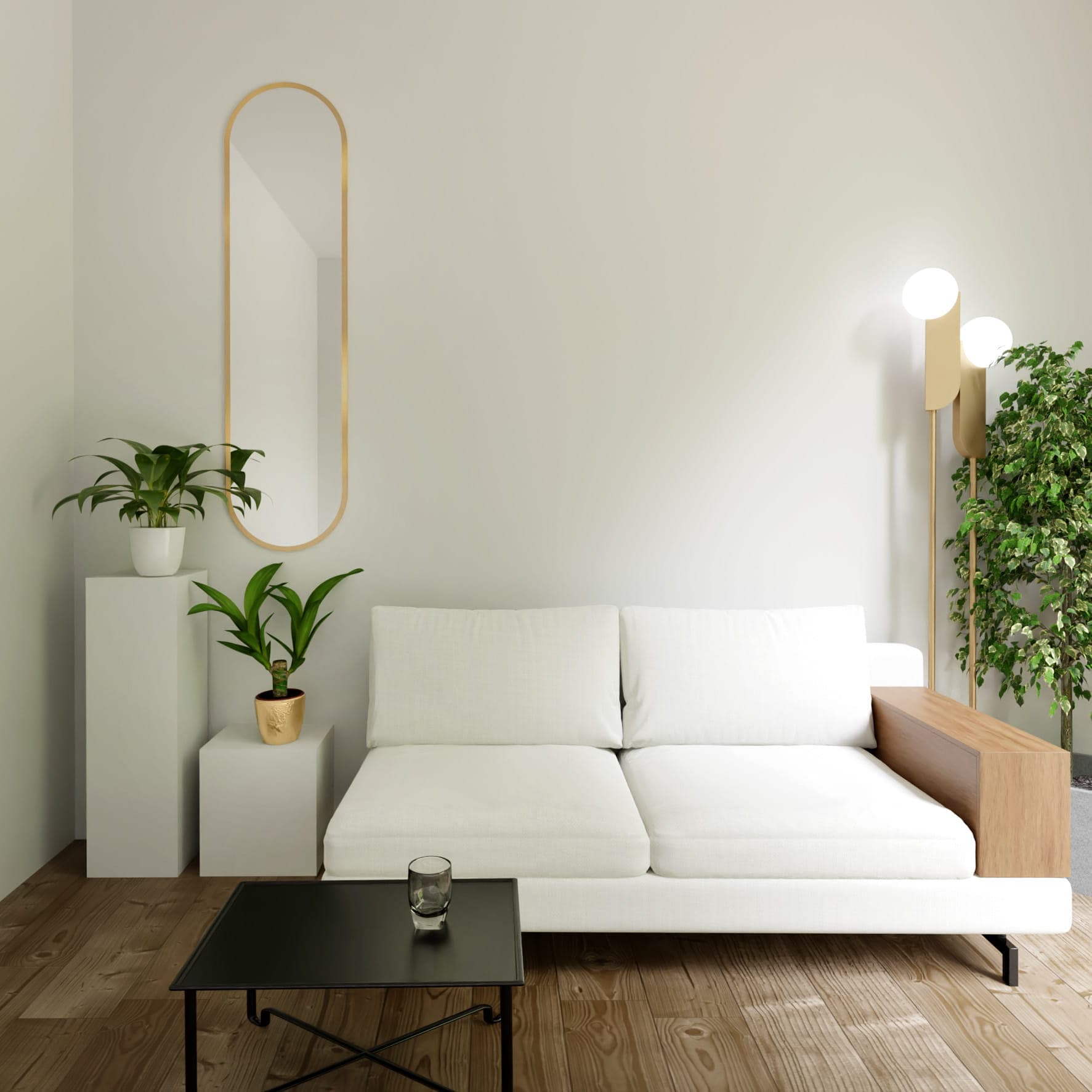 Oval mirror Tiny Border Pastille 140x60 cm, gold, Baltica - 175823