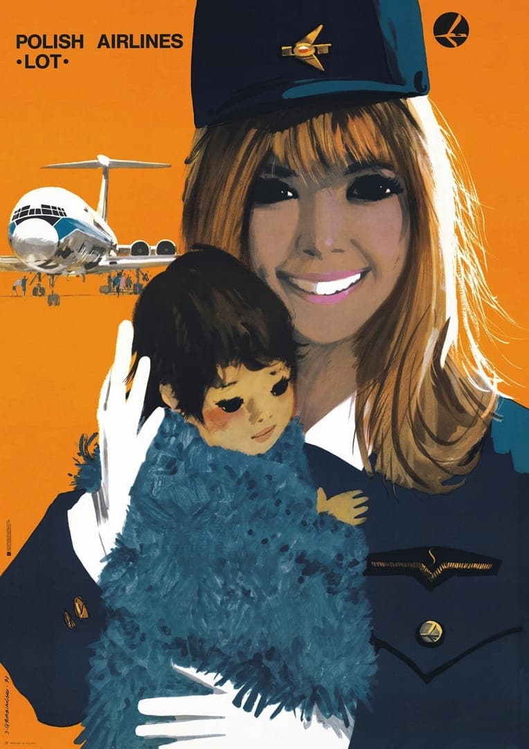 Advertising poster Polish Airlines LOT 96.2x68 cm, by J. Grabiański, Polska Szkoła Plakatu