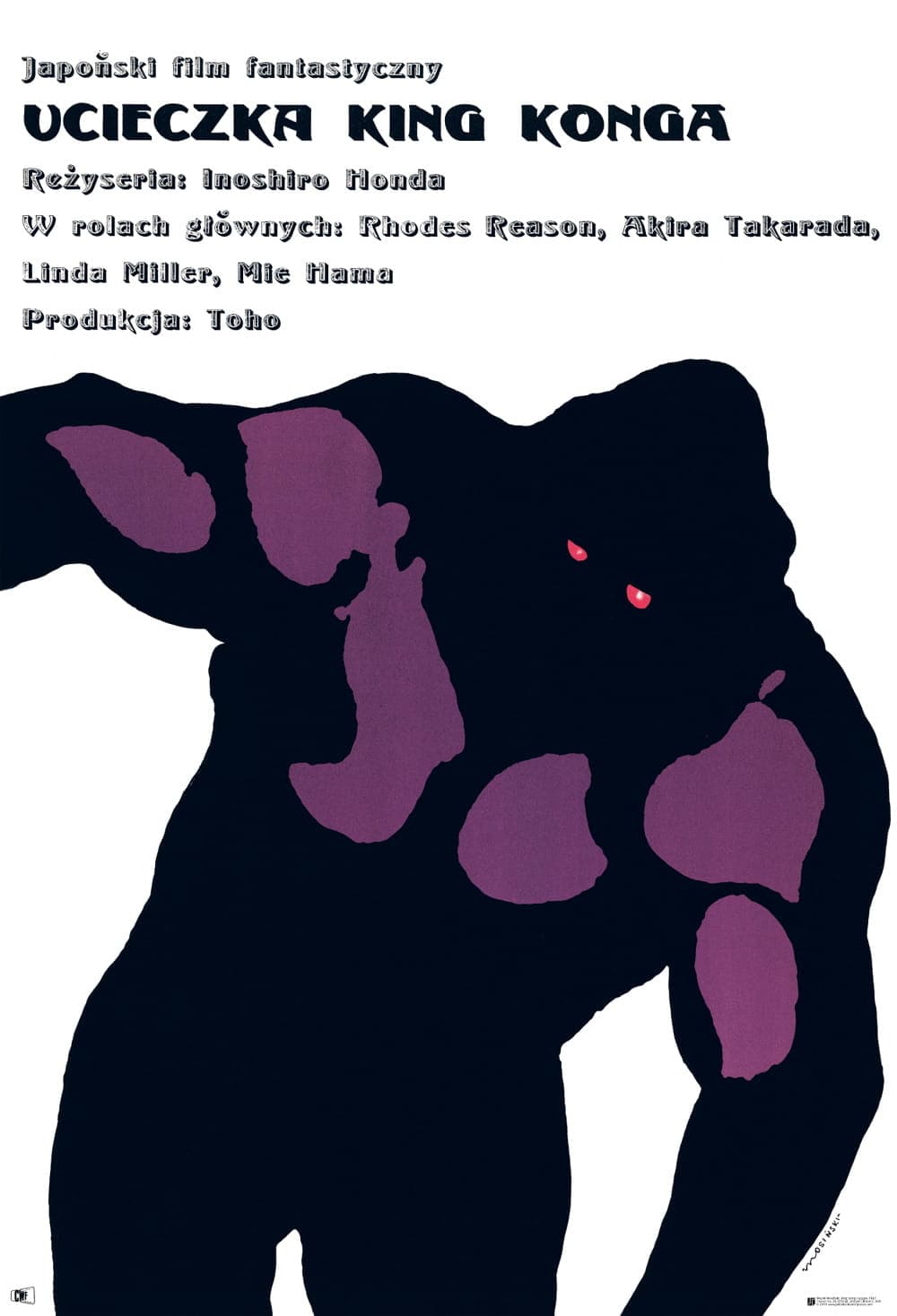 Plakat filmowy Ucieczka King Konga 83,5x57 cm, aut. M. Mosiński, Polska Szkoła Plakatu
