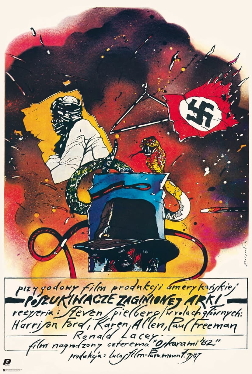 Movie poster Raiders of the Lost Ark 97x65.2 cm, by G. Marszałek, Polska Szkoła Plakatu