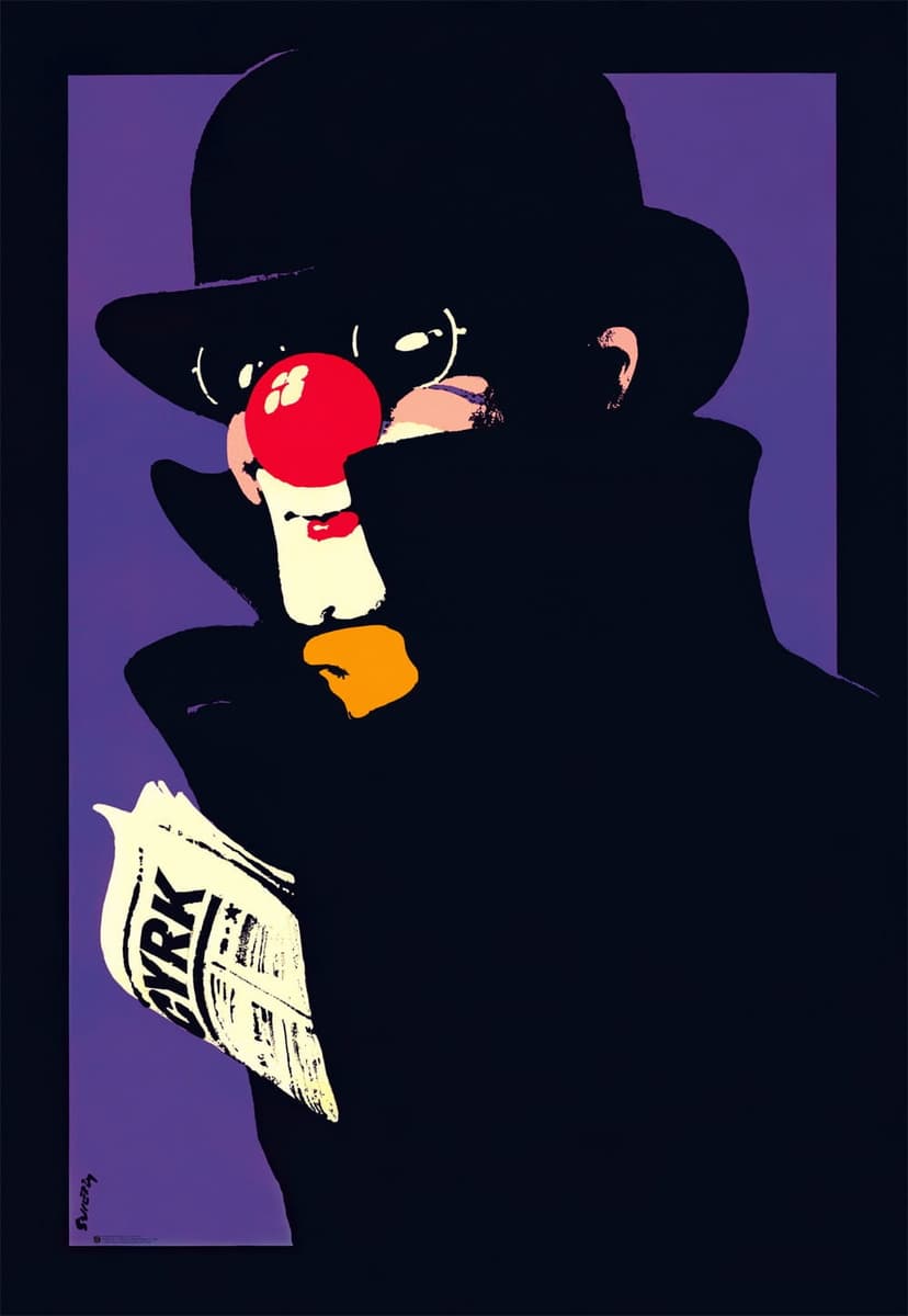 Circus poster Cyrk Clown Spy 96x66.3 cm, by W. Świerzy, Polska Szkoła Plakatu