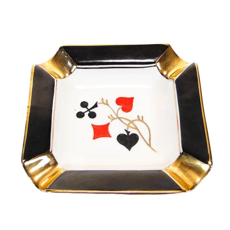 Popielniczka The Cards, multikolor, porcelana, Ćmielów, Polska, lata 60.