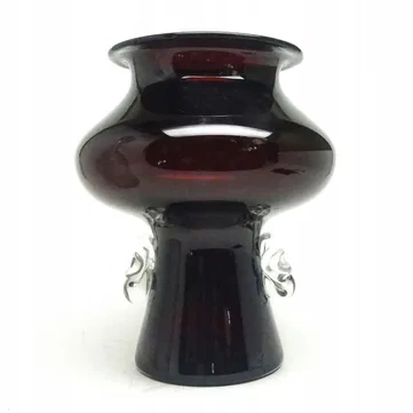 Wazon, polski modernizm, szkło bordowe, Polska, lata 70.