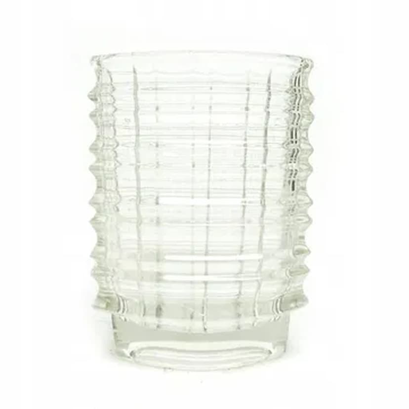 Wazon Optyczny, mid-century modern, szkło transparentne, proj. J. Drost, Ząbkowice, Polska, lata 70.