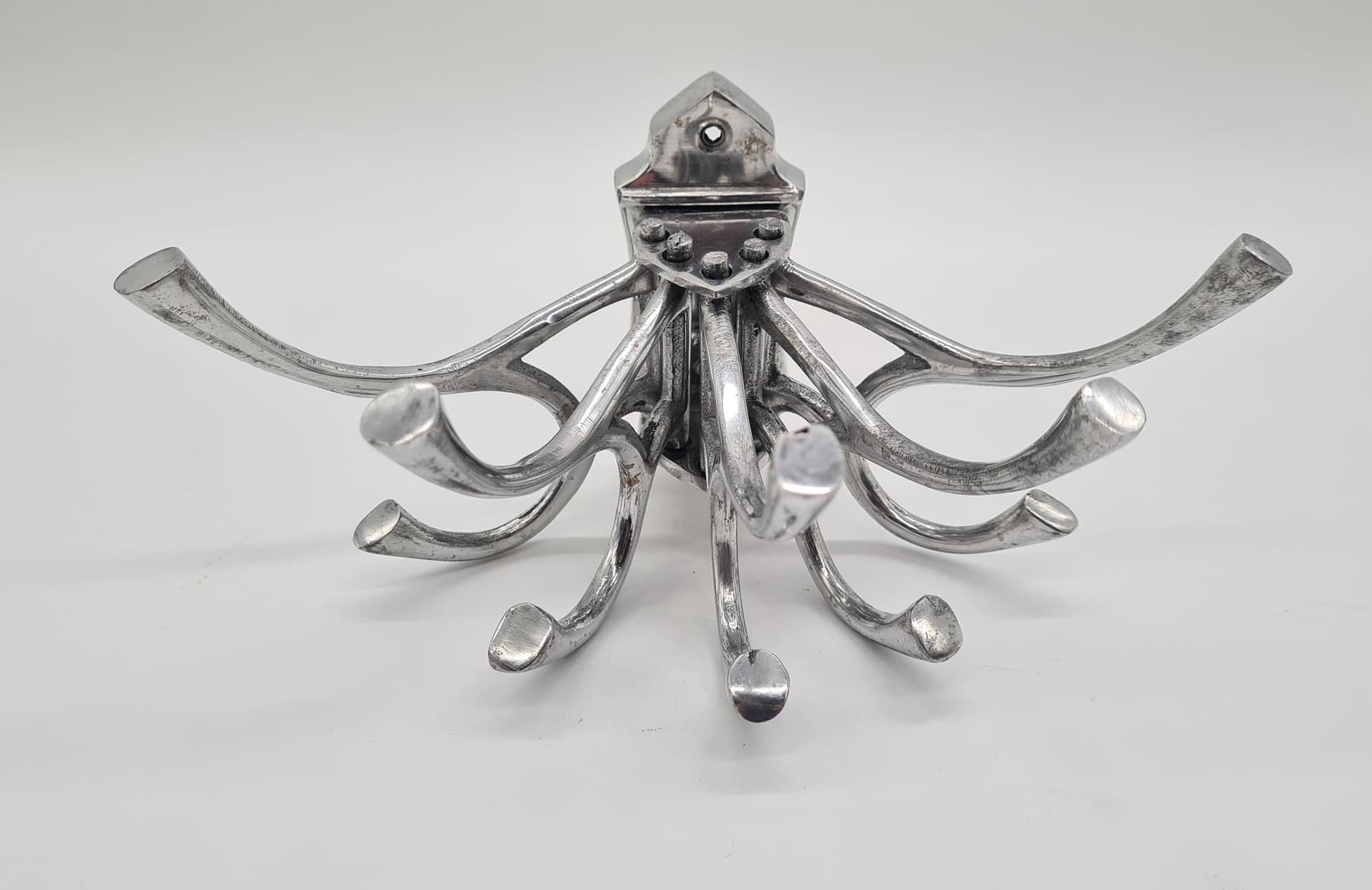 Vintage wieszak ścienny z aluminium | regulowane ramiona | styl industrial / mid-century - 185826