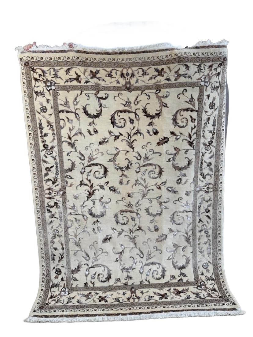 Dywan Ghoum, 245x170 cm, ivory white, wełna kaszmirowa jedwab, Indie