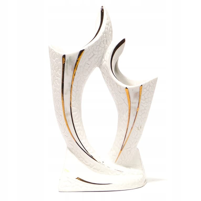 Wazon podwójny, biel, porcelana, Steatyt, Polska, lata 60.