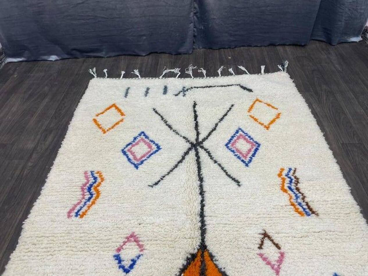 Ręcznie tkany dywan 250x150 cm, wełna, multikolor, Maroko - 197386