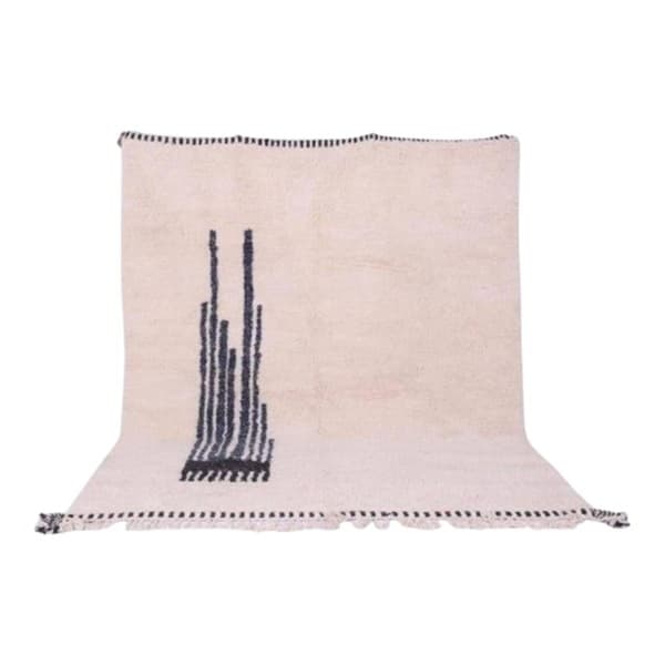 Handwoven rug 140x260 cm, wool, ivory, Morocco