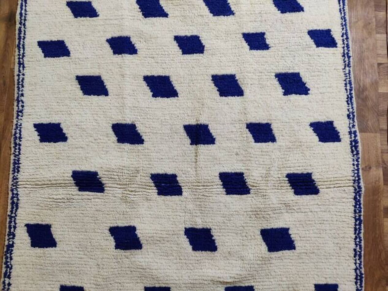 Handwoven rug 150x250 cm, wool, blue, Morocco - 200158