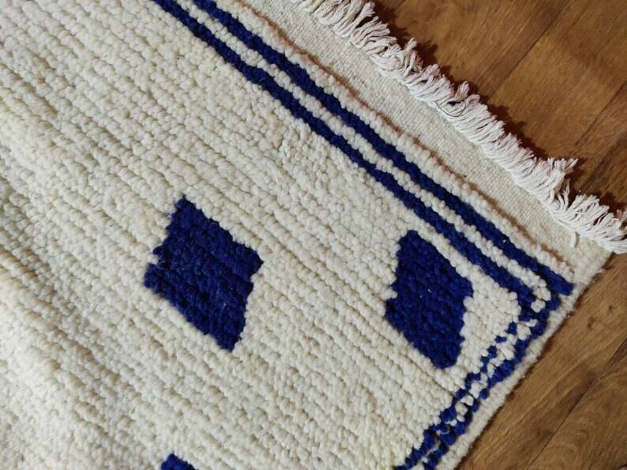 Handwoven rug 150x250 cm, wool, blue, Morocco - 200156