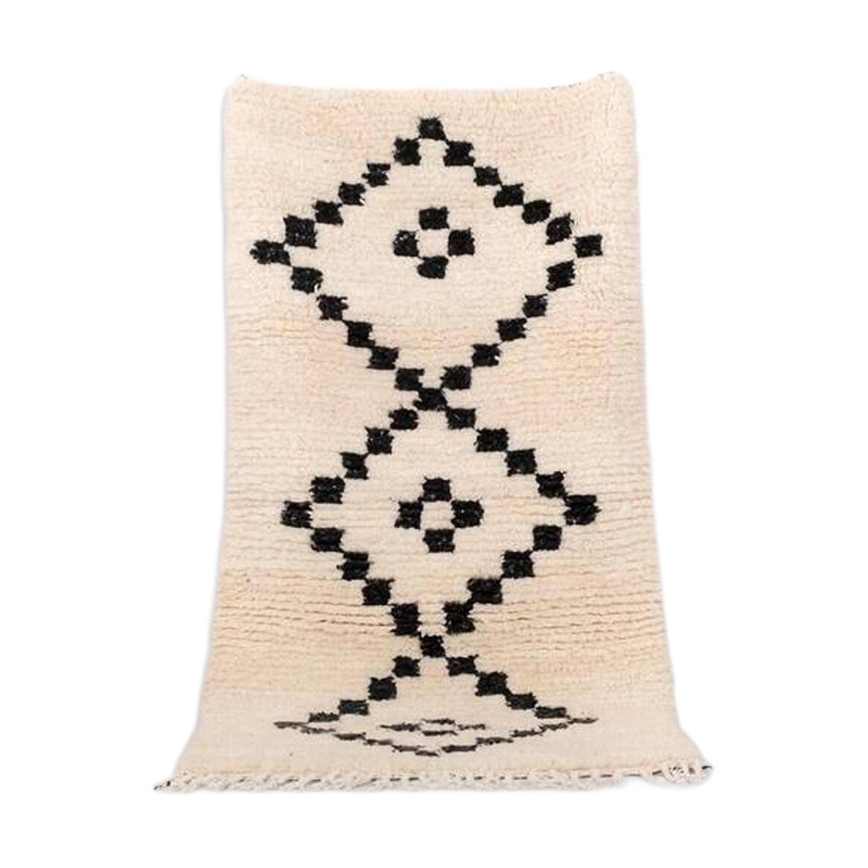 Ręcznie tkany dywan 140x250 cm, wełna, kość słoniowa, czarny, Maroko