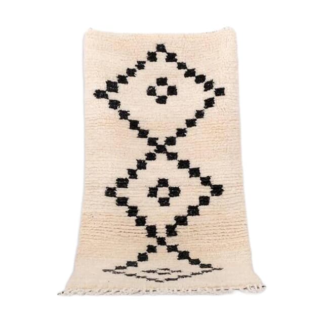 Ręcznie tkany dywan 140x250 cm, wełna, kość słoniowa, czarny, Maroko - WYMIARY