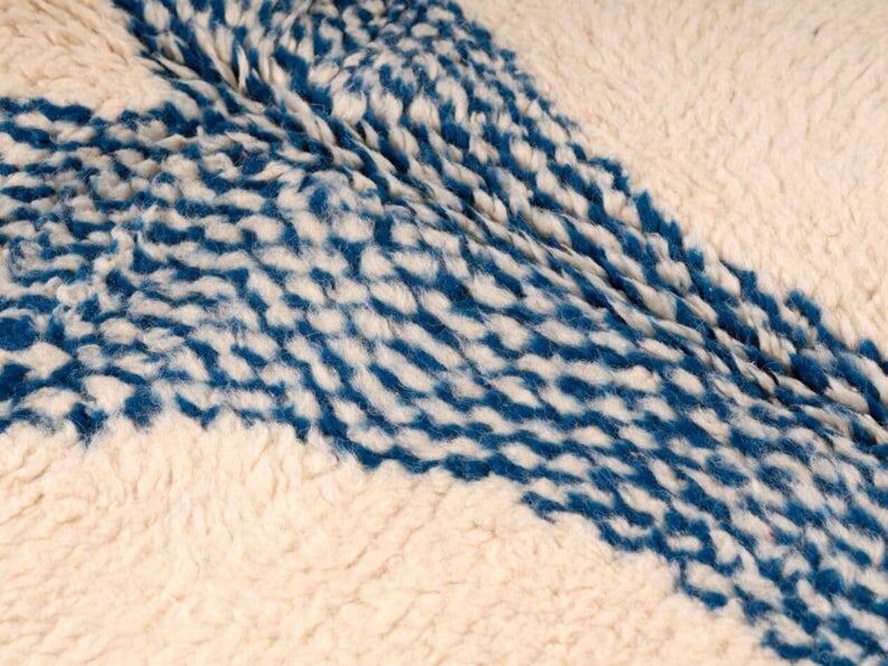 Ręcznie tkany dywan 150x250 cm, wełna, kość słoniowa, niebieski, Maroko - 199492