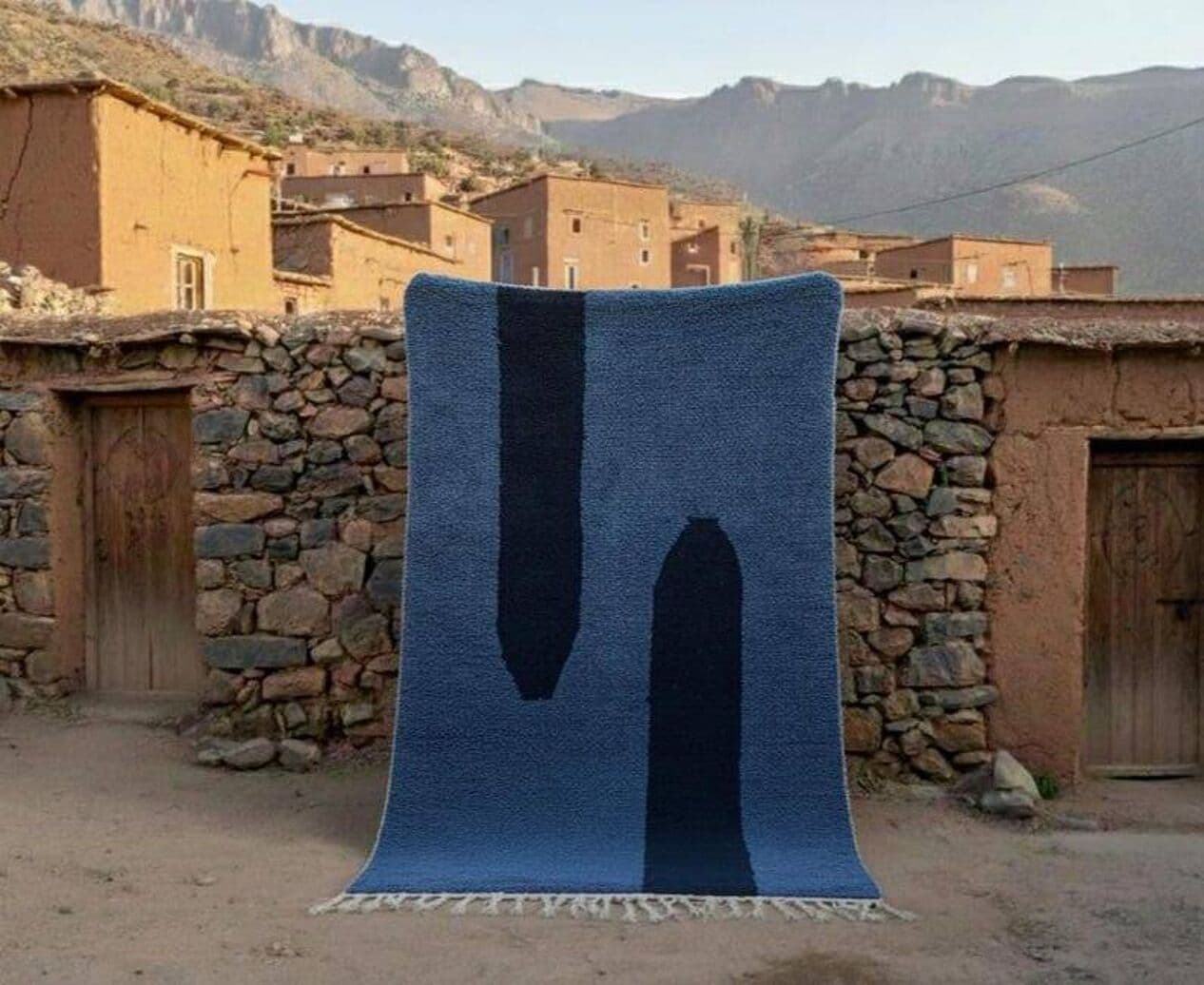 Ręcznie tkany dywan 200x300 cm, wełna, niebieski, Maroko - 199266