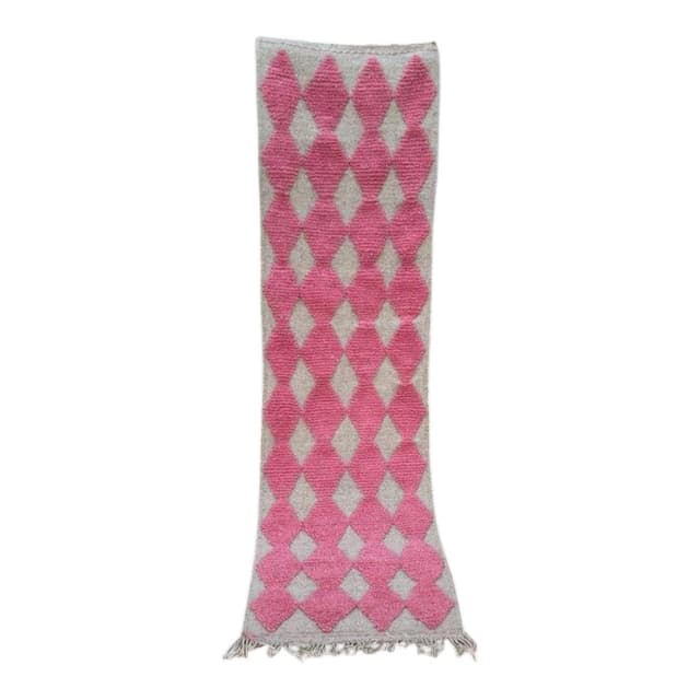 Handwoven rug 400x70 cm, wool, pink, grey, Morocco - DIMENSION