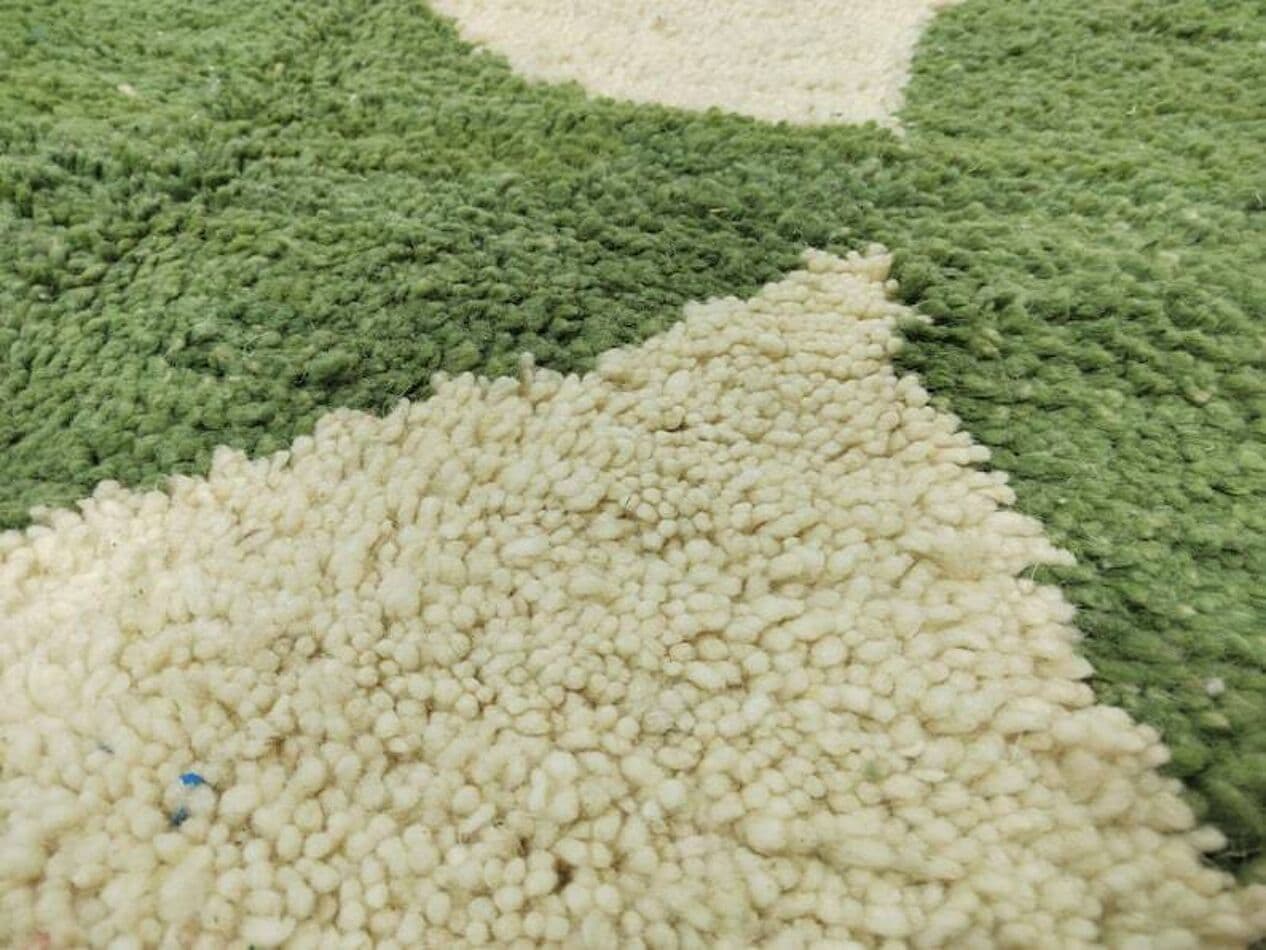 Ręcznie tkany dywan 100x200 cm, wełna, beżowy, zielony, szary, bursztynowy, Maroko - 198995