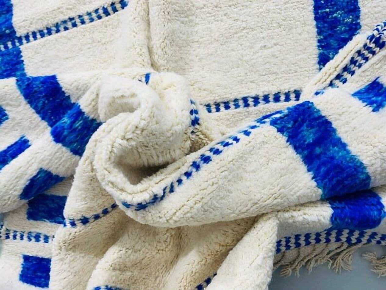 Handwoven rug 250x150 cm, wool, blue, Morocco - 198695