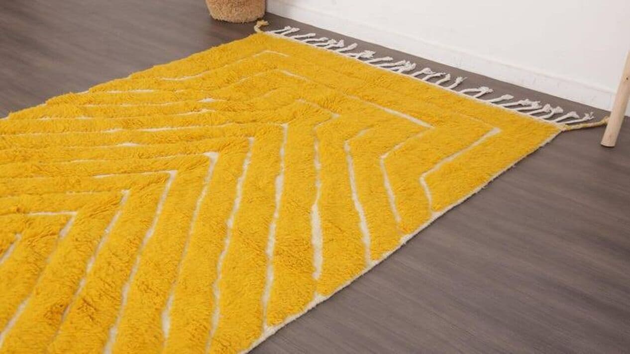 Ręcznie tkany dywan 250x150 cm, wełna, żółty, Maroko - 198523