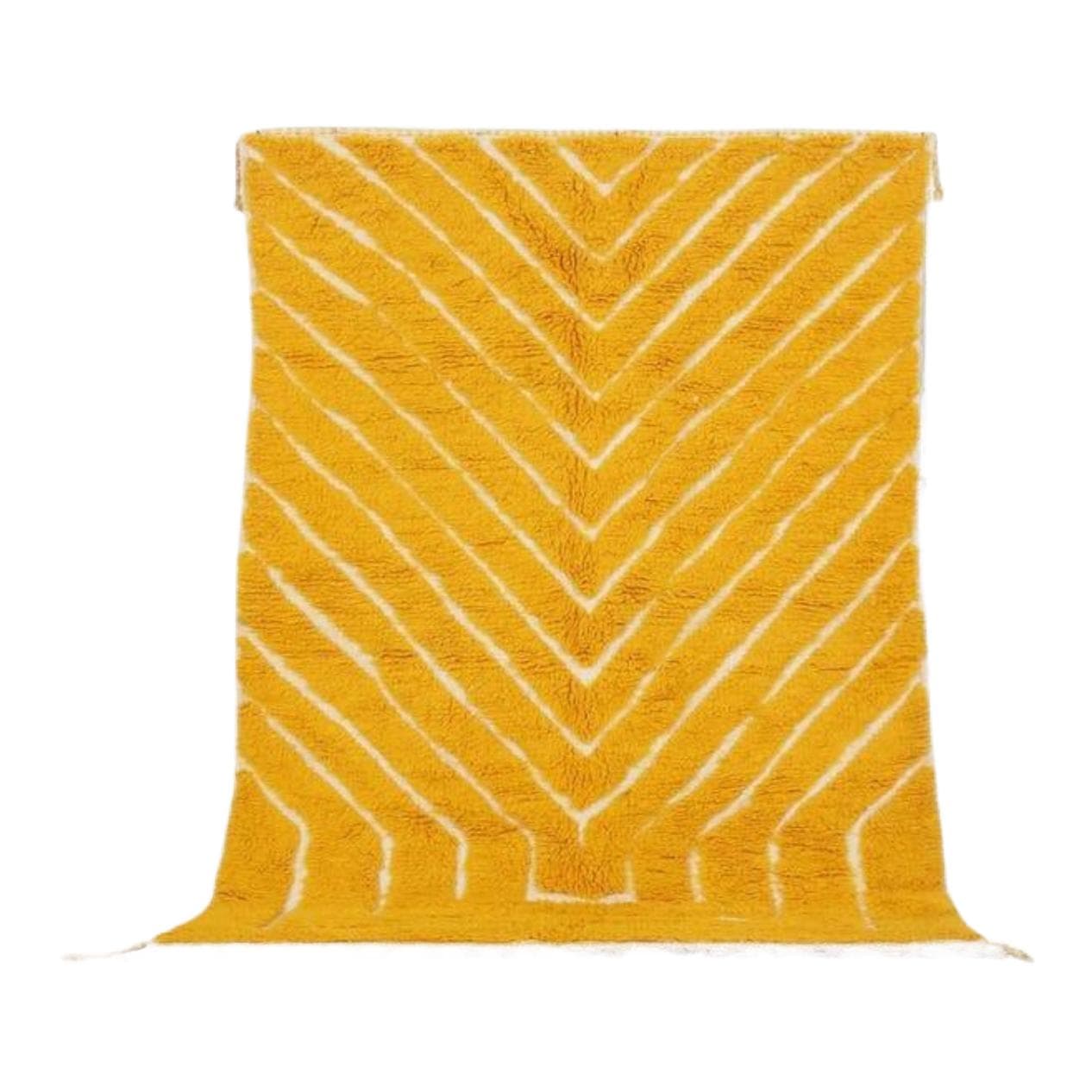 Ręcznie tkany dywan 250x150 cm, wełna, żółty, Maroko