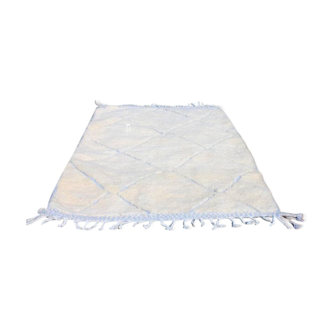 Ręcznie tkany dywan 250x150 cm, wełna, kremowy, niebieski, Maroko