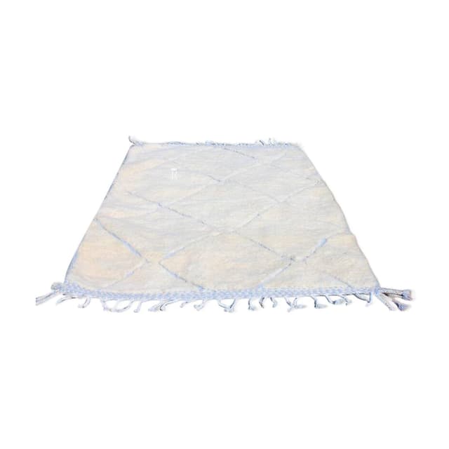 Ręcznie tkany dywan 250x150 cm, wełna, kremowy, niebieski, Maroko - WYMIARY