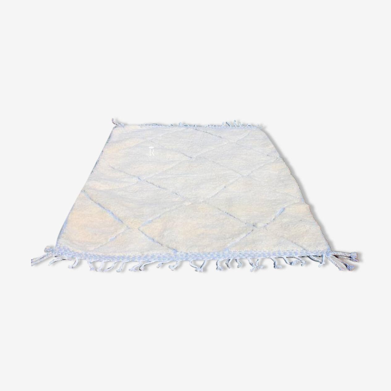 Ręcznie tkany dywan 250x150 cm, wełna, kremowy, niebieski, Maroko - 198500