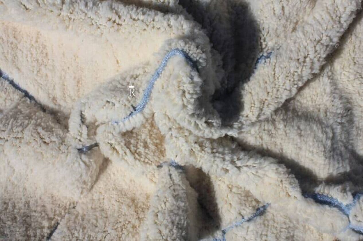 Ręcznie tkany dywan 250x150 cm, wełna, kremowy, niebieski, Maroko - 198505