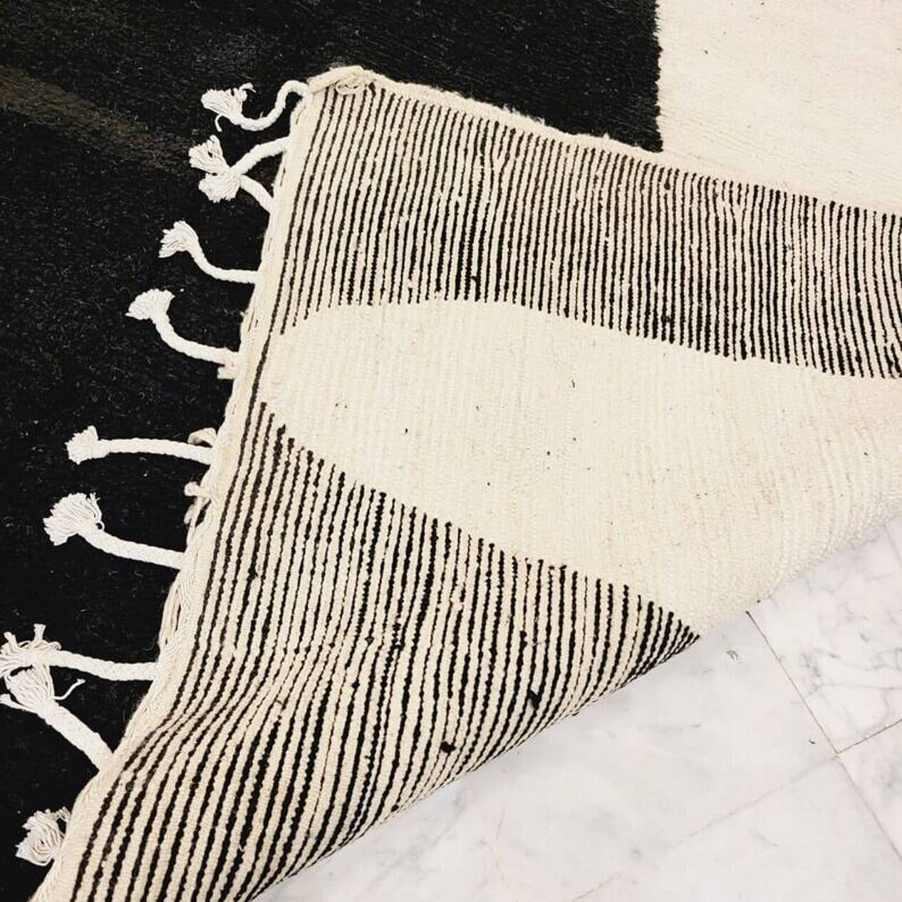 Ręcznie tkany dywan 200x300 cm, wełna, czarny, biały, Maroko - 198465